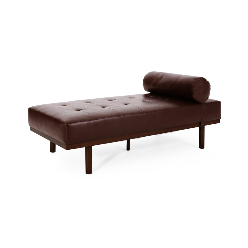 Chaise longue sans accoudoirs Asya, Similicuir brun