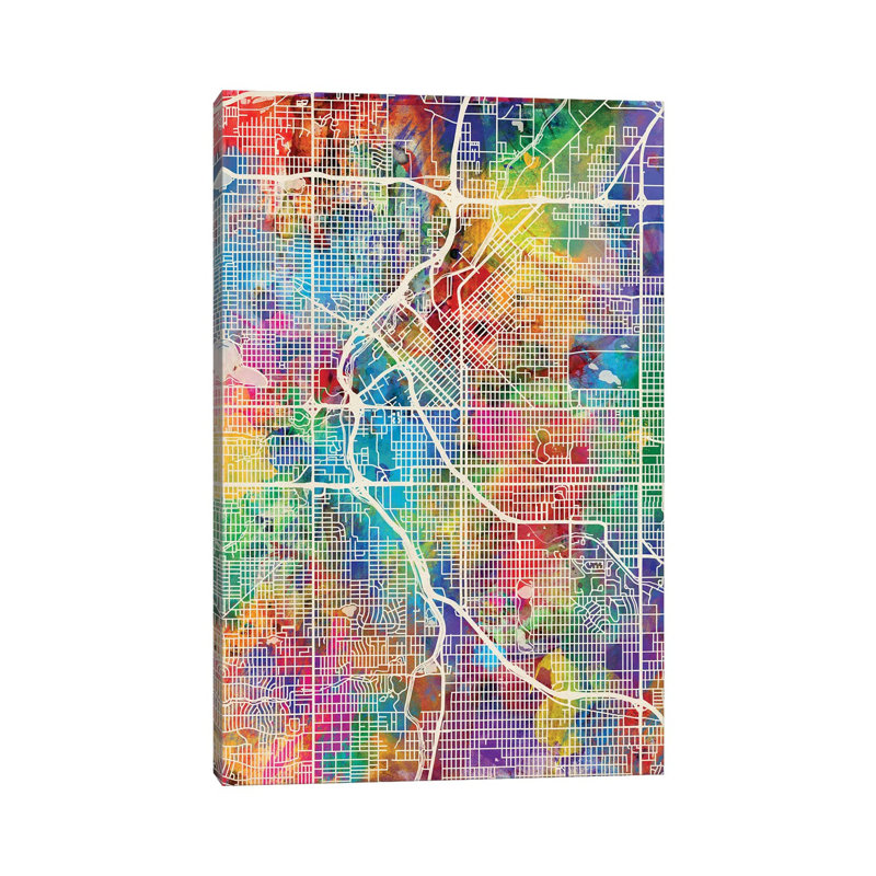 Denver Colorado Street Map I by Michael Tompsett - Wrapped Canvas Gallery-Wrapped Canvas Giclée