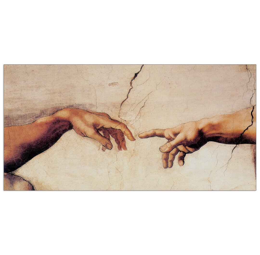 Poster „Erschaffung Adams Detail“ von Michelangelo, Kunstdruck