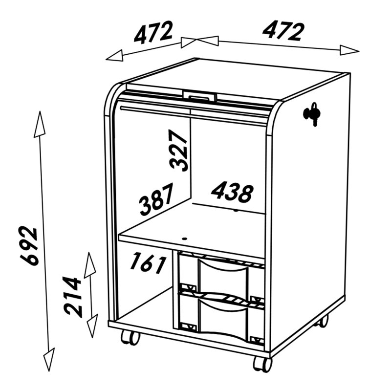 Graziella 1 -Door 2 -Drawer Filing Storage Cabinet, Oak