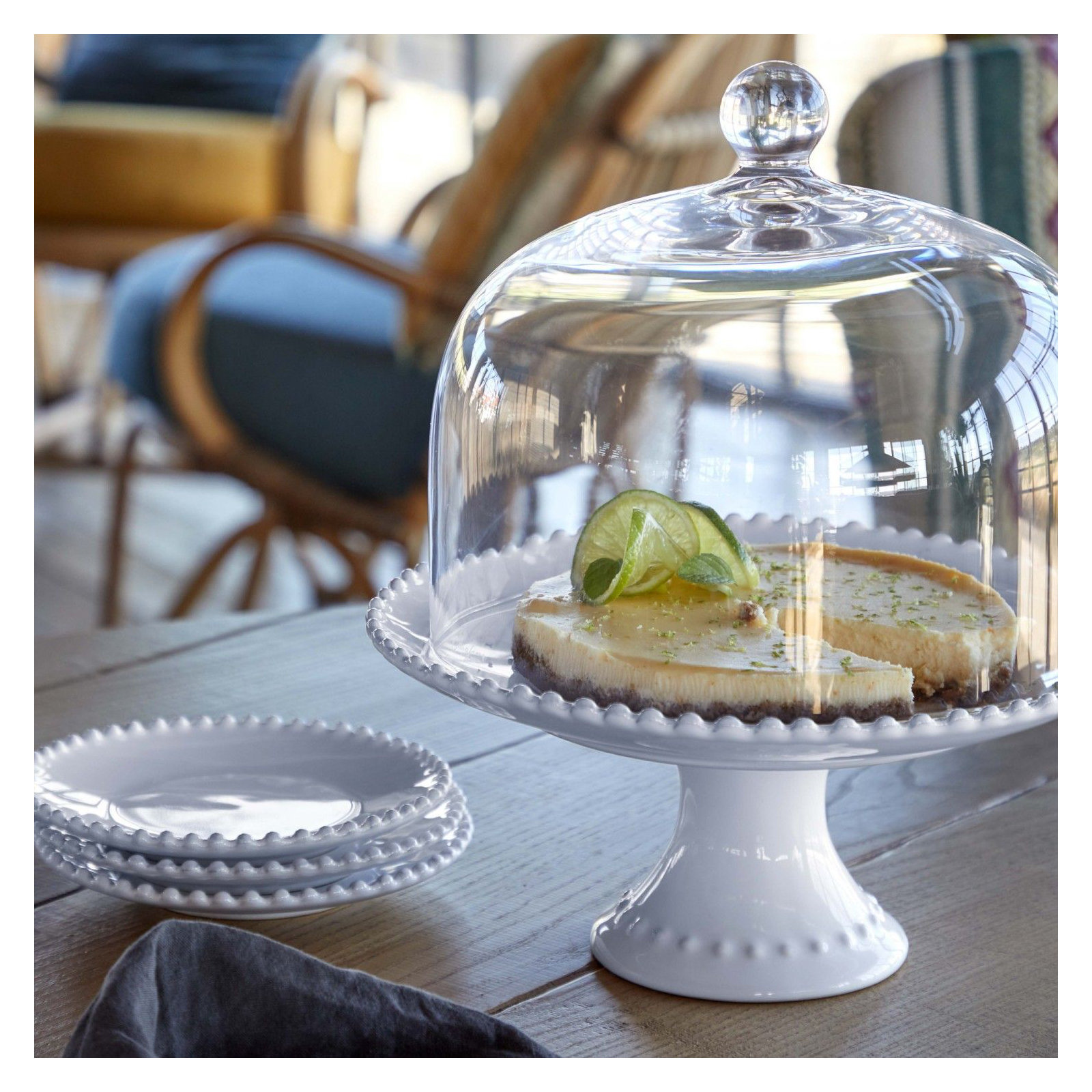 Pearl Stoneware Cake Stand