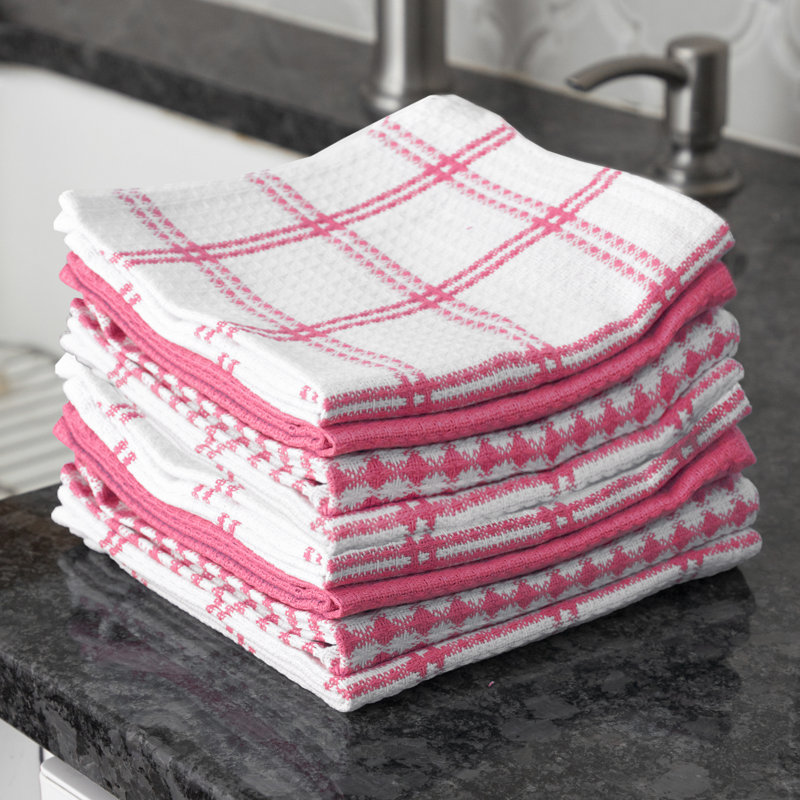 T-fal Flat Waffle Kitchen Dishcloth Set, Pink
