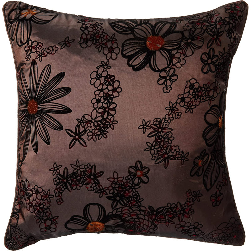 Coussin Silky Bloom Design, Brun