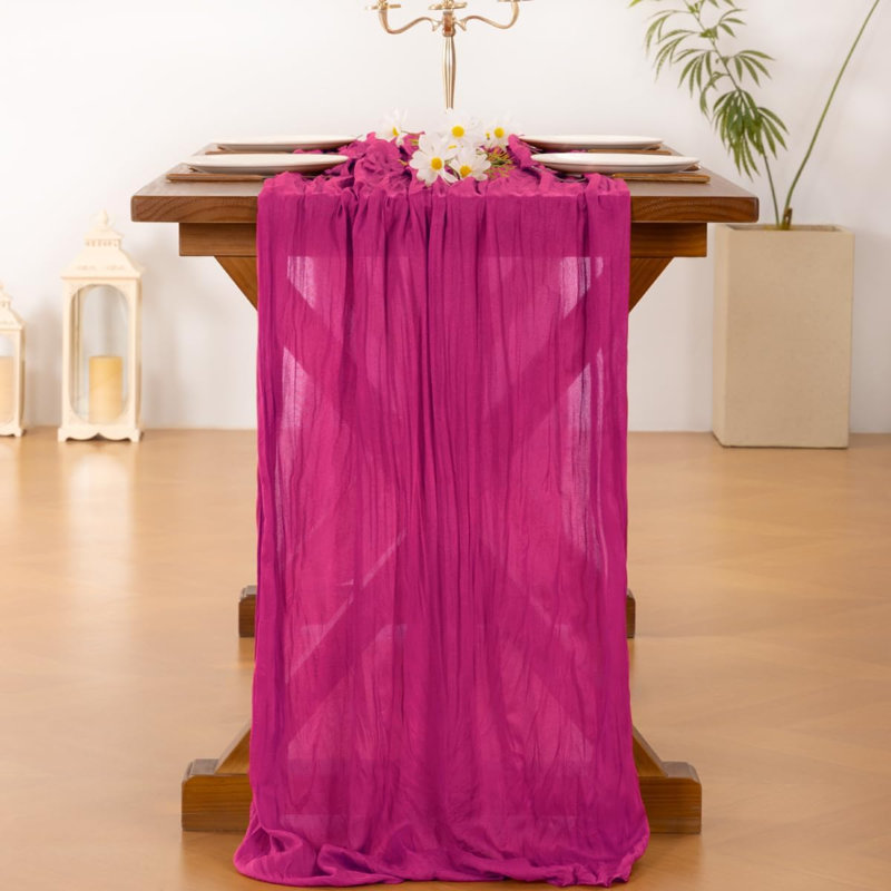 Chemin de table en étamine Cheesecloth Summer Boho Rose chaud 2 pièces de gaze rustique 10pi en tissu de fromage diaphane de style campagnard pour douche de bébé décorations de fêtes nuptiales