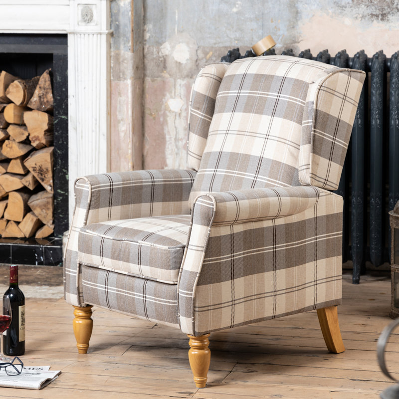 Agora 70cm Wide Wing Chair Recliner, Cream