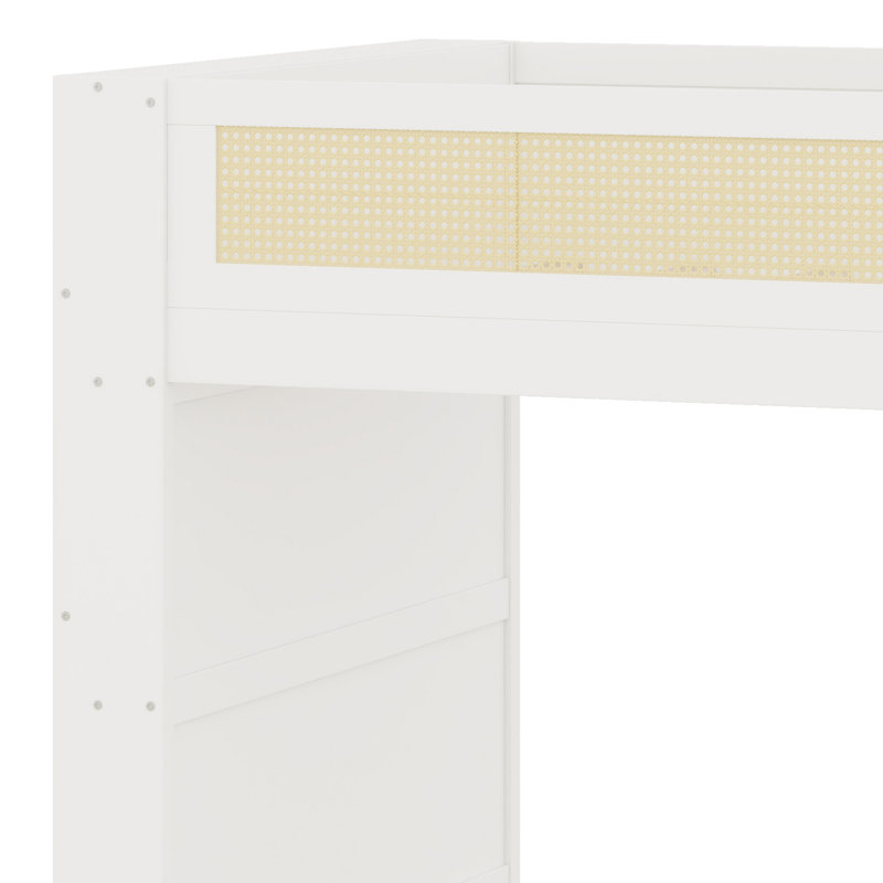 Lit superposé moderne avec tablette et DEL, confortable et efficace, Blanc