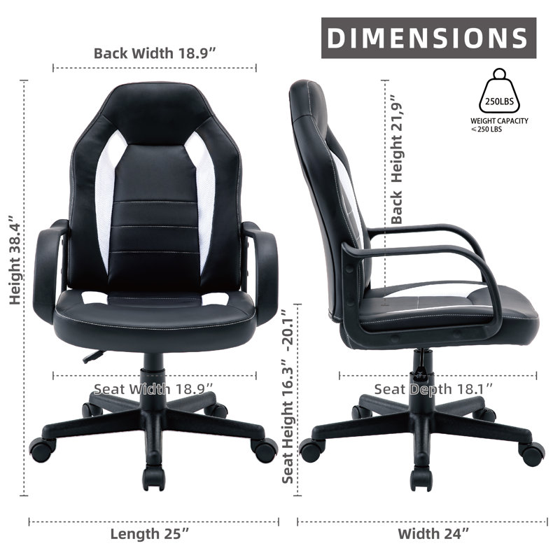 Fauteuil ergonomique pivotant en similicuir, Blanc
