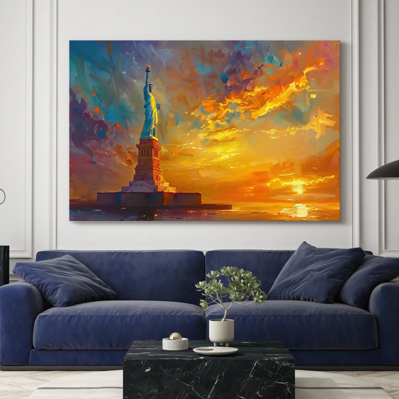 «Golden Hour at Liberty», toile tendue avec châssis - prête à être accrochée, 36X48
