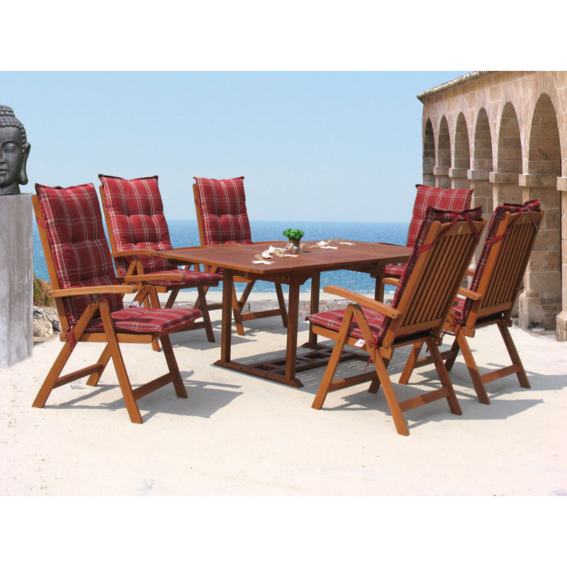 Mcconkey Rectangular Acacia Extendable Outdoor Dining Table With Umbrella Hole , cm W cm D, 120 - 180cm L x 90cm W