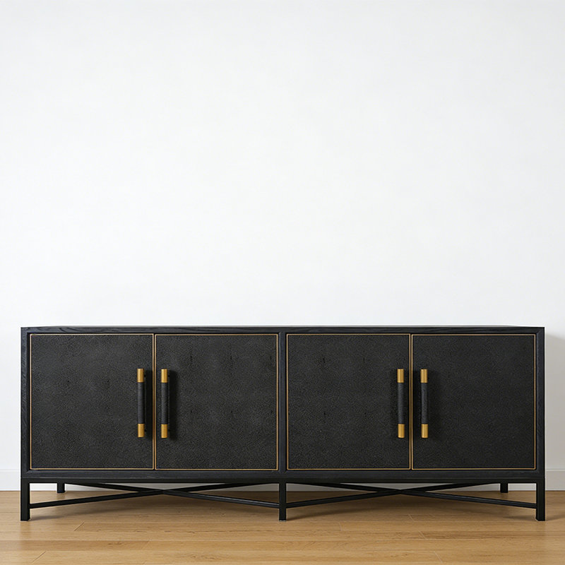 Buffet rétro de style chinois minimaliste, 33,8 po H x 78,7 po L x 17,7 po P