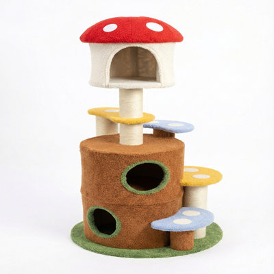 Arbre à chat champignon avec grande échelle plateforme