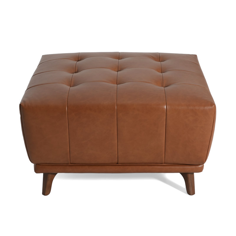 Cutts Tufted Ottoman With Rubberwood Legs