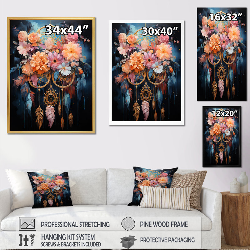 Vyom Dreamcatcher Dreams Interceptor IV sur toile, Cadre photo noir, H 40 po x l 30 po x P 1,5 po