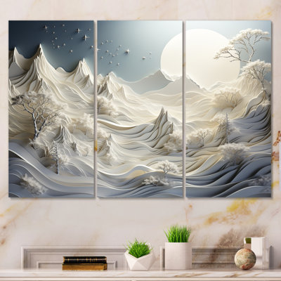 Abstrait Snowy Winter Mountains III - Art abstrait paysage mural