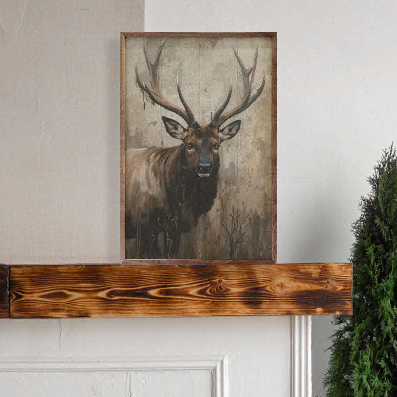 Portrait de wapiti rustique, H 16 po x l 10 po