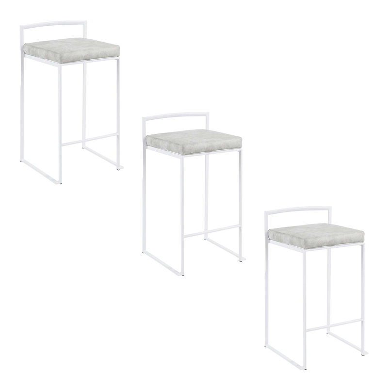 Contemporary Stackable Bar Stool Set with Padded Seat