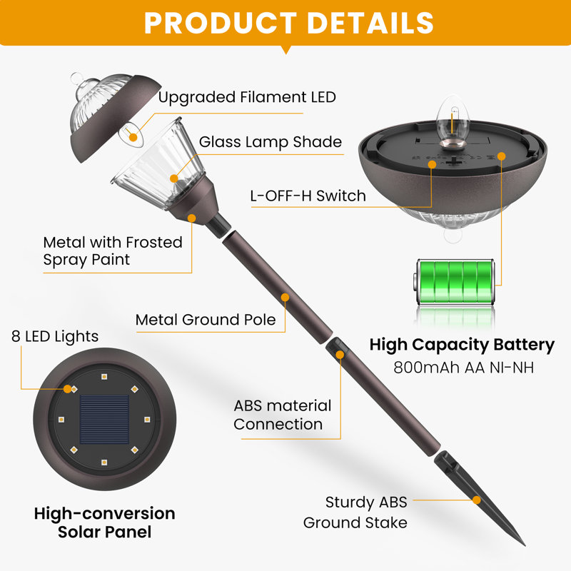 Bronze Solar Powered Integrated LED Metal Pathway Light Pack