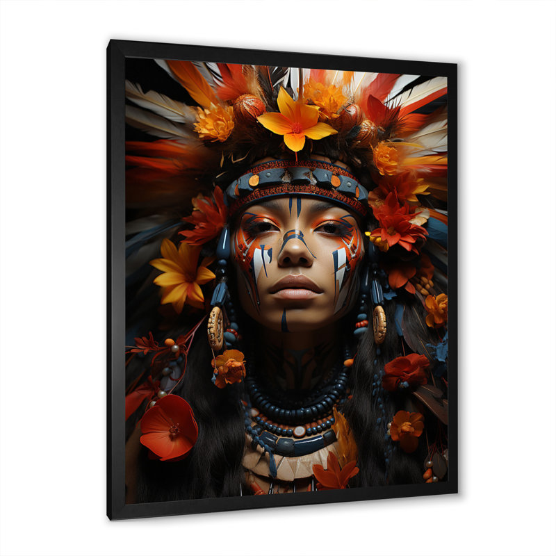 Yance orange amérindien Yance Essence IV, Cadre photo noir, H 44 po x l 34 po x P 1,5 po