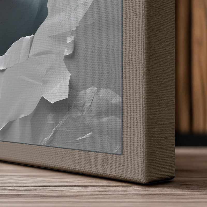 Shark Breaks Through Modern - Wrapped Canvas, 18x12 - 45.7 x 30.5 cm, Taupe Border