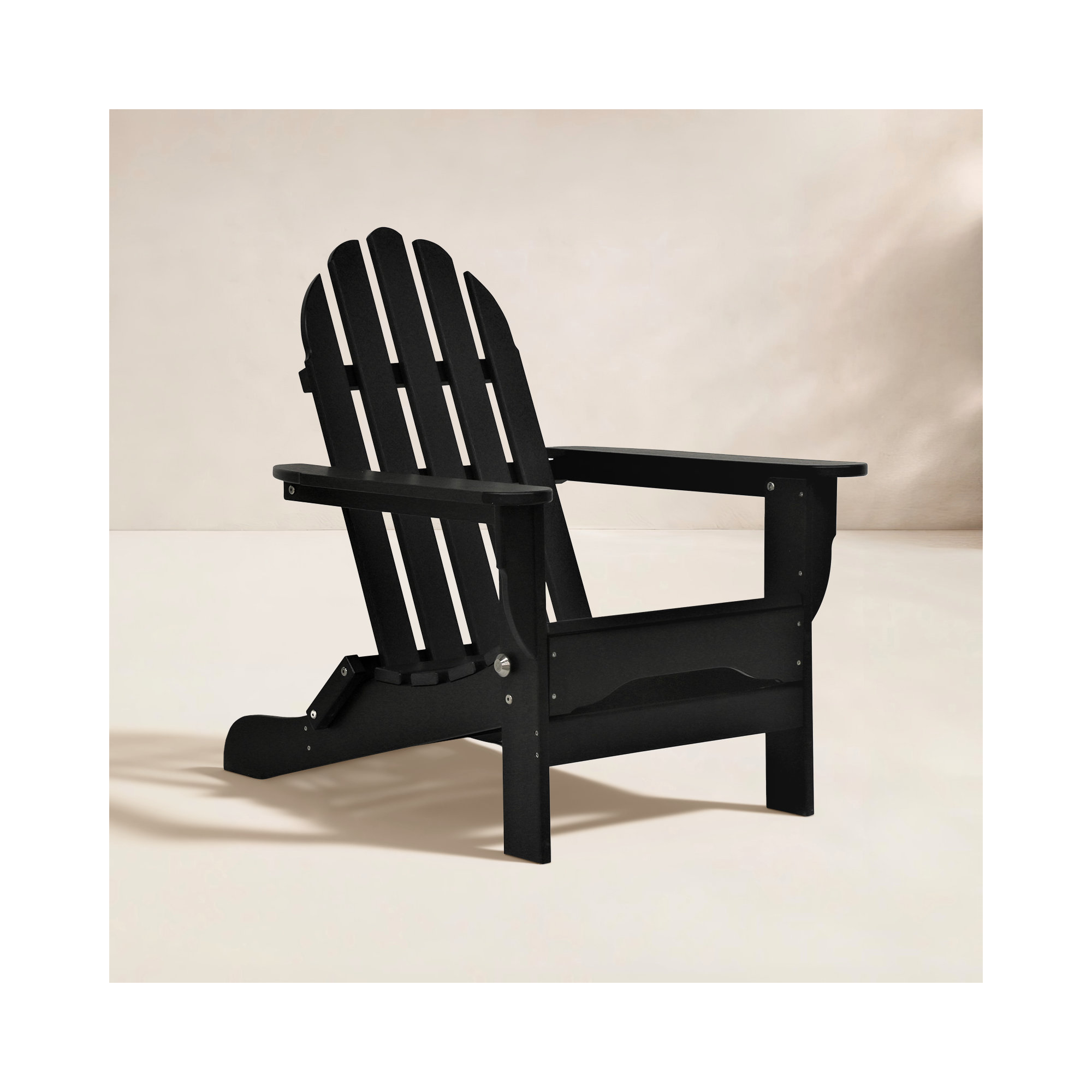 Leighton Plastic Folding Adirondack Chair, Black