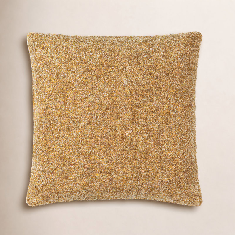 Jeté carré en mélange de coton Bobby, Housse de coussin seulement - sans coussin, 20 po x 20 po, Moutarde