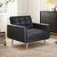 Gaige 36.61'' Wide Mid-Century Faux Leather Tufted Back Armchair With Solid Wood Legs-118803972