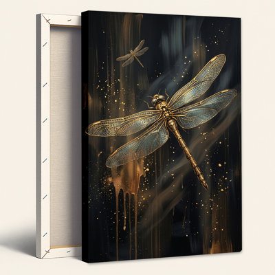 Art mural sur toile Golden Dragonfly
