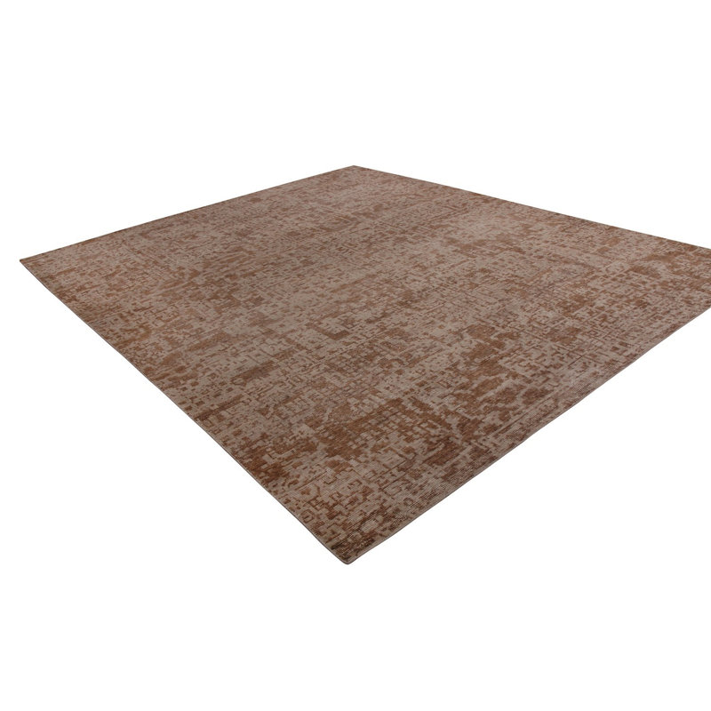 Rug & Kilim's Homage Modern Geometric Beige Brown Wool Custom Rug, Rectangle 5' x 7'