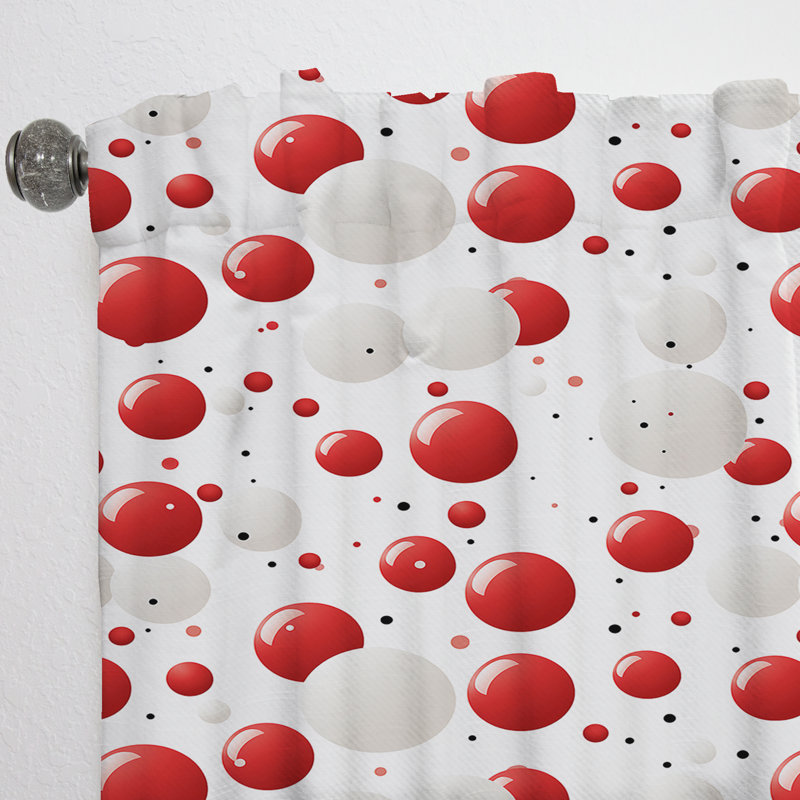 Rideau abstrait à pois Glenley - rouge et blanc Glenland II - 1 panneau, L 52 po x L 90 po
