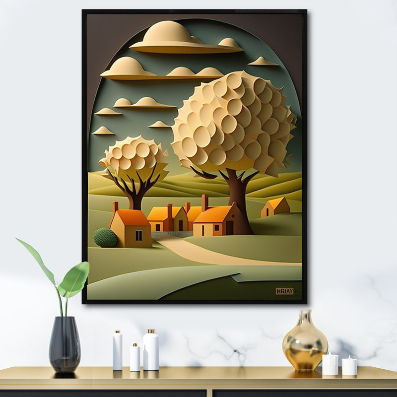 «White Trees In Te Mountain Village», reproduction sur toile, H 32 po x l 24 po x P 1 po, Cadre flottant noir