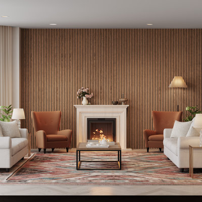 Ensemble de 6 panneaux muraux à lattes 3D pour mur intérieur chêne brun (6 pièces / 31,20 pieds carrés)