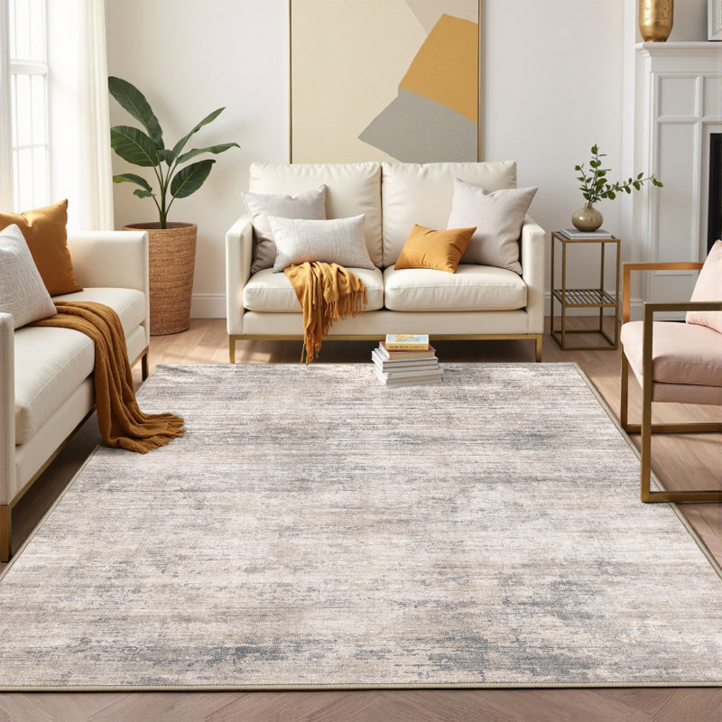 Asher Modern Abstract Machine Washable Area Rug With Non-Slip Backing, Rectangle 9' x 12'