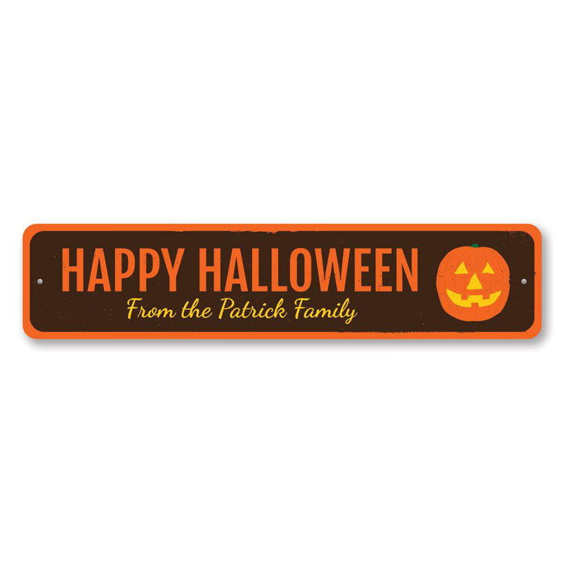 Plaque en aluminium Jack-O-Lantern, H 4 po x l 18 po x P 0,04 po