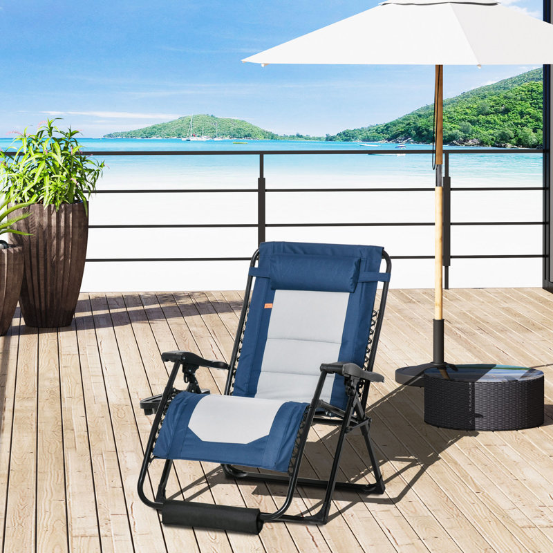 Chaise longue d'extérieur pliable avec repose-pieds Outsunny, Blue