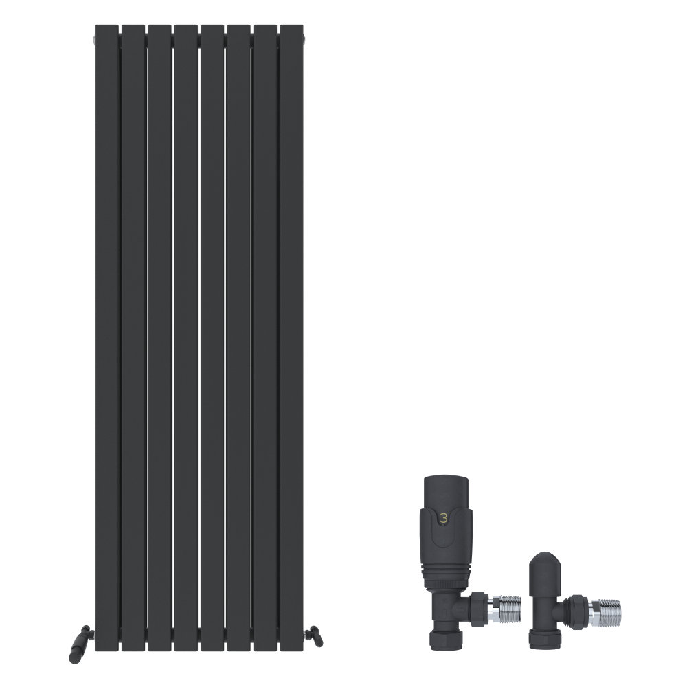 iBathUK Belgravia Vertical Double Slim Flat Panel Radiator Angled Valve