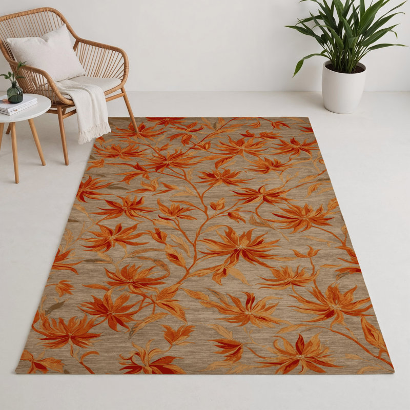 Tapis beige d'intérieur et d'extérieur Botanical, Rectangulaire 3 pi x 5 pi