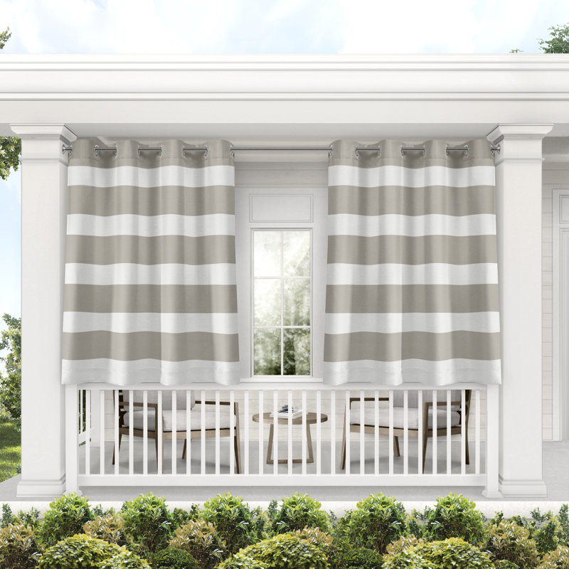 Panneaux de rideaux semi-transparents rayés avec œillets Agim, Gris nuageux, L 54 po x L 84 po