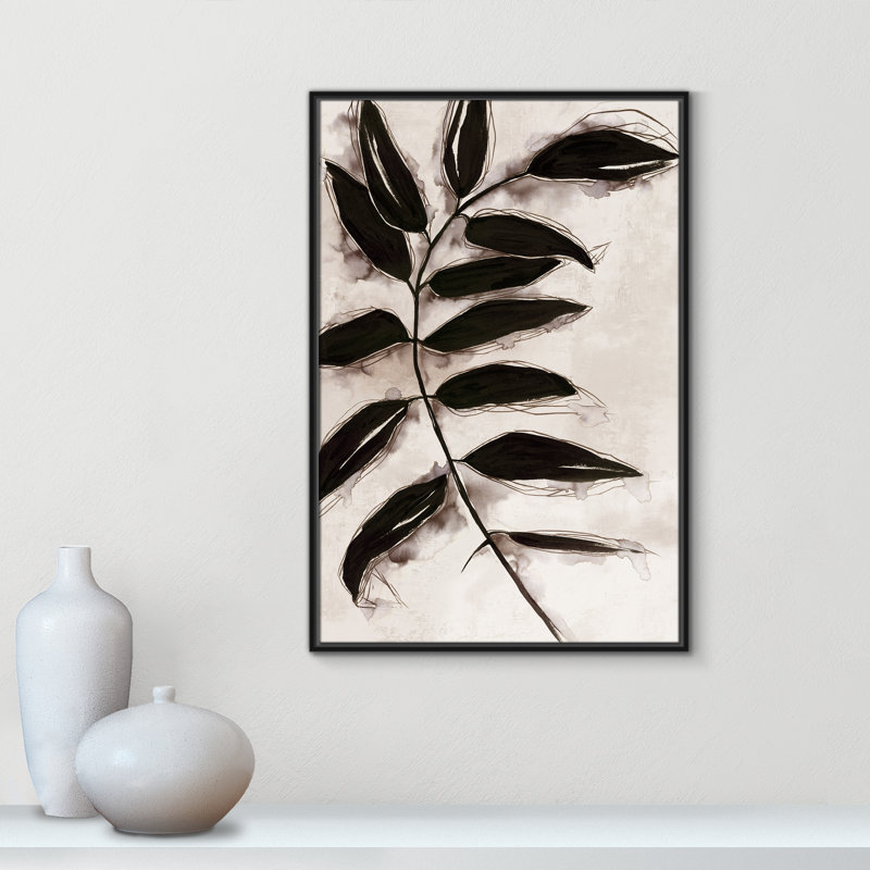 Feuilles II - Toile à cadre flottant, H 37,5 po x l 25,5 po x P 2 po, Cadre noir