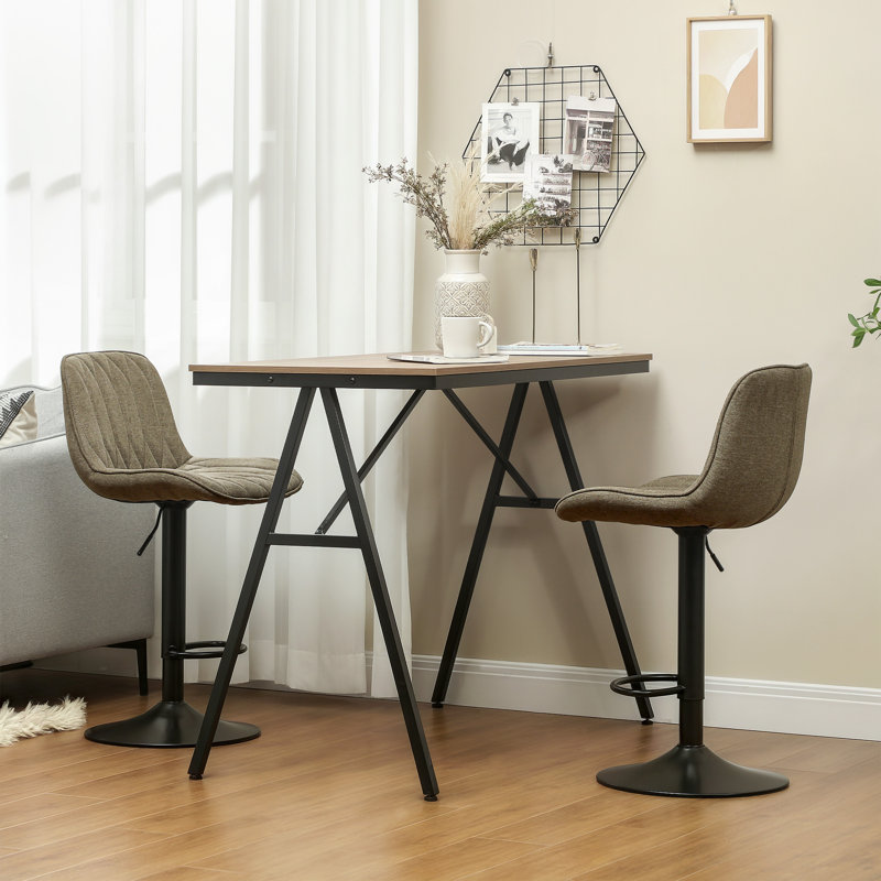 Swivel Upholstered Adjustable Height Counter Stool with Metal Frame, Brown