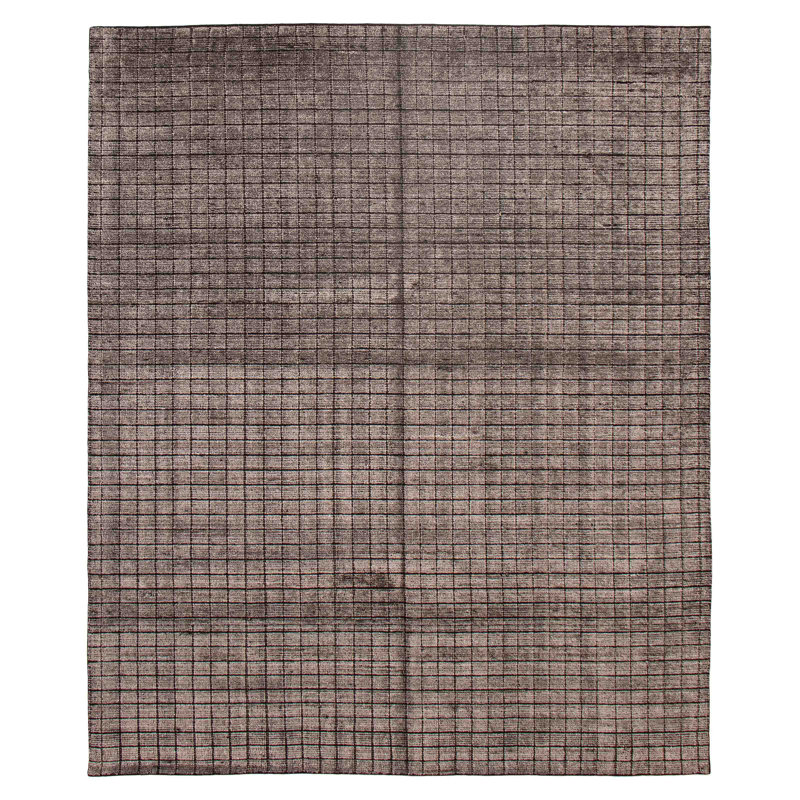 Tapis gris unique de 7 pi 8 po x 9 pi 4 po Kashkuli Gabbeh