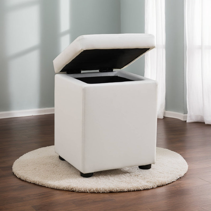Living Room Square High Stool, White