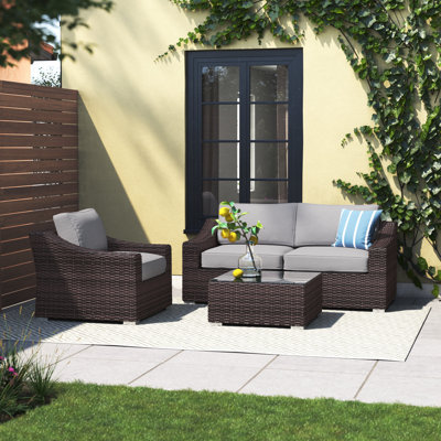 Adolpha Fully Assembled 4 Piece Sectional Seating Group with Cushion