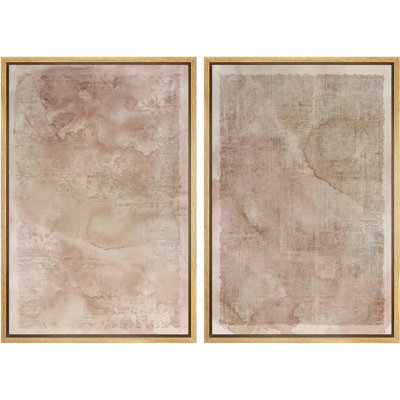 Minimal Landscape " Grunge Gray Texture Effect Abstract Shapes Modern " 2 - Pieces