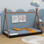 Un lit de plancher conçu comme une tente, avec une structure triangulaire.-520859689-533788097