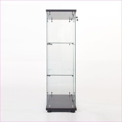 Armoires | Vitrine 1 porte en verre avec 3 tablettes, finition blanc neige, structure en bois d'ingénierie | Contemporain | Salon