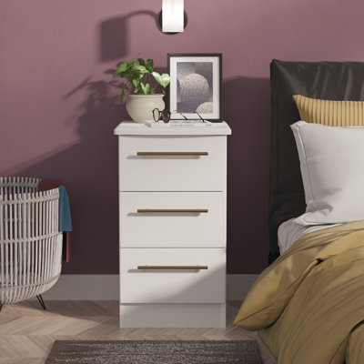 Fully Assembled Lenae 3 Drawer Bedside Table