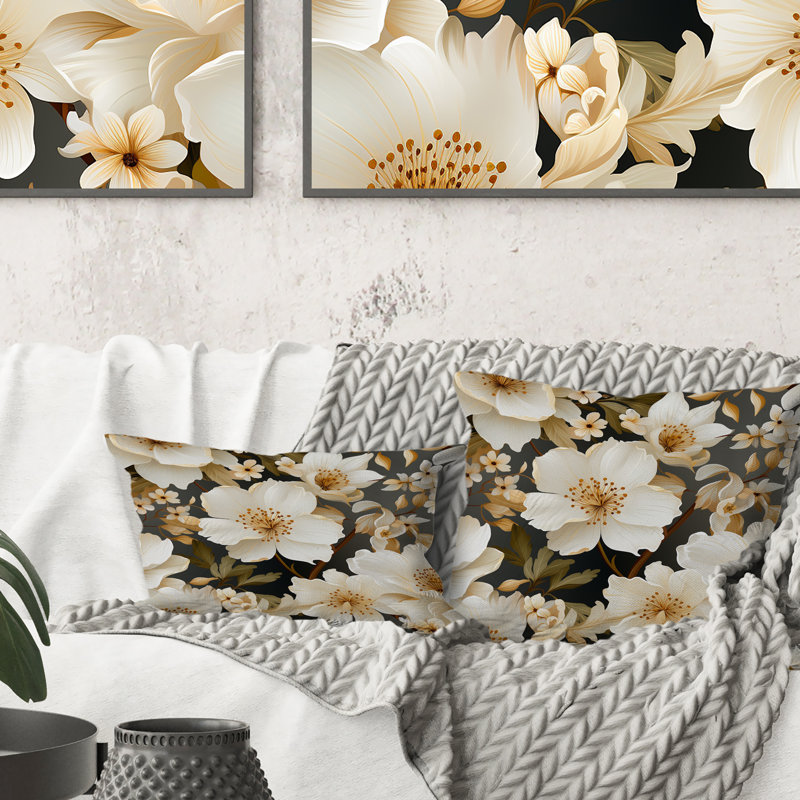 Enchantement de fleur blanche ludique - coussin imprimé floral