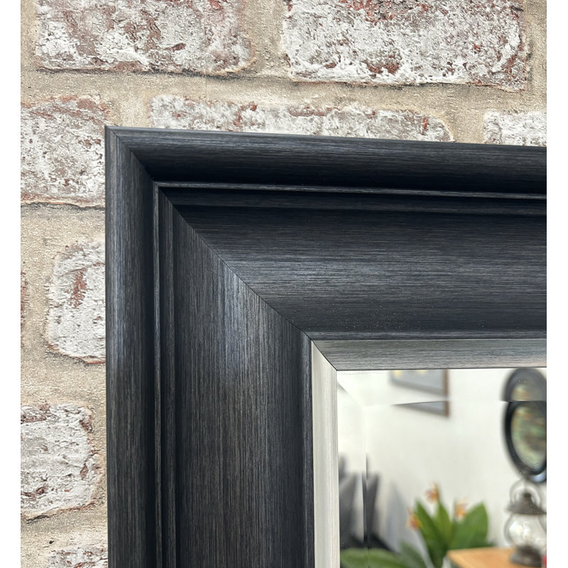 Oklee Square Mirror, 115cm x 65cm , Dark Grey/Silver Trim