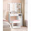 Dressing Table Stool, Soft Padded Vanity Stool, Makeup Chair with Non-Slip Foot Pads for Dressing Room, Bottom Storage, Bedroom, Entryway-2019965236