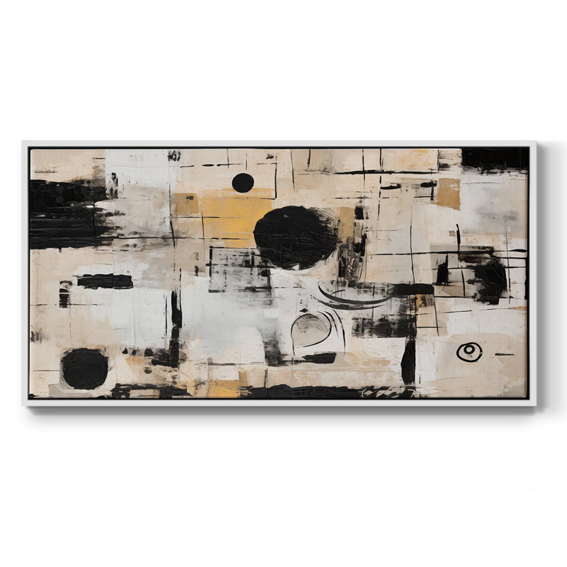 Série abstraite-CDIV- Toile tendue avec châssis tendue, prête à être accrochée, H 25 po x l 49 po, Blanc